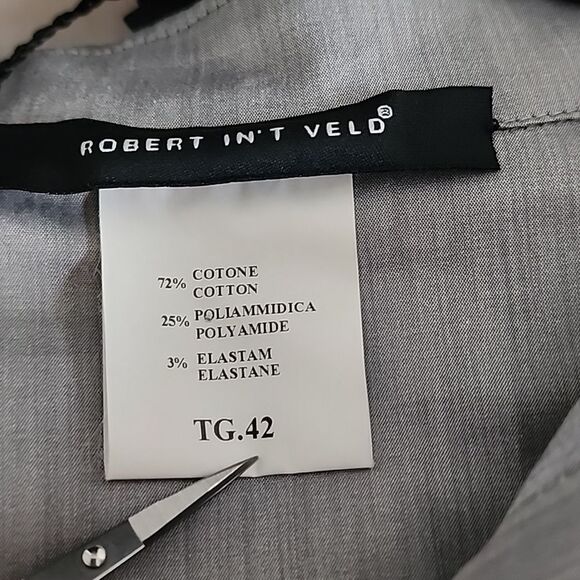 Italian Designer Robert In't Veld Gray Button Down Blouse XS - Picture 4 of 6